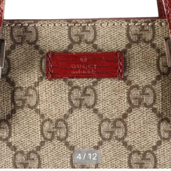 Authentic Gucci Tote Bag Supreme Coated Canvas and Leather RED ❤️❤️ - Picture 3 of 9